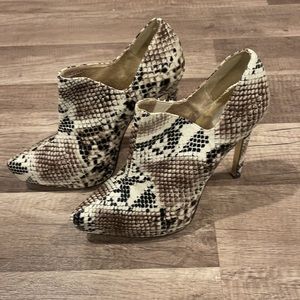 Snake Skin Skinny Bootie Heels
